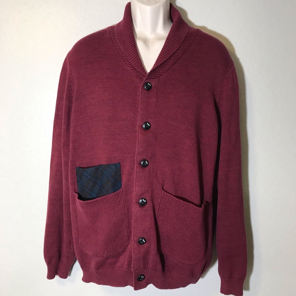Goodale elbow patch flannel design cardigan
